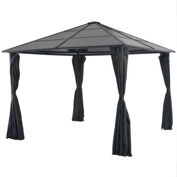 Gossi pavilion cu perdea, negru, 3 x 3 m, aluminiu