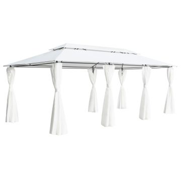 Gossi pavilion cu perdele, alb, 600 x 298 x 270 cm, 180g/m2