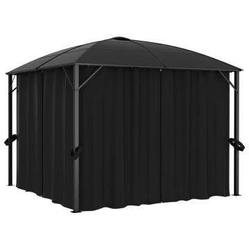 Gossi pavilion cu perdele, antracit, 300 x 300 x 265 cm