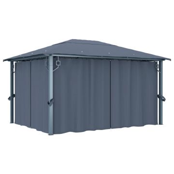 Gossi pavilion cu perdele, antracit, 400 x 300 cm, aluminiu