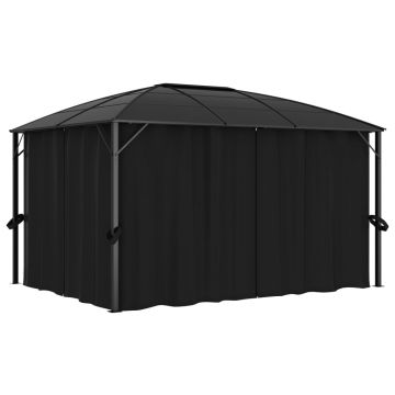 Gossi pavilion cu perdele, antracit, 400 x 300 x 265 cm