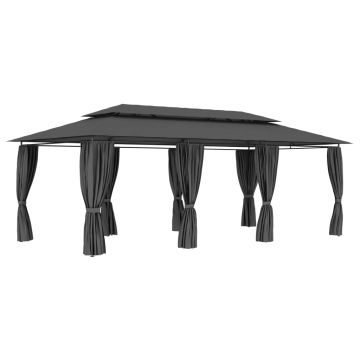 Gossi pavilion cu perdele, antracit, 600 x 298 x 270 cm