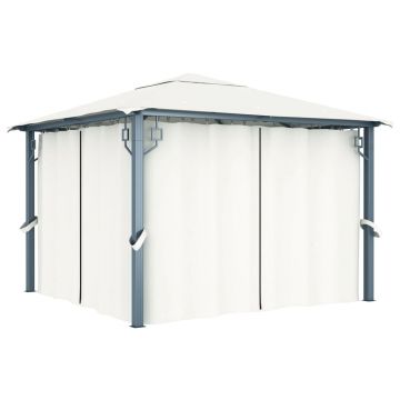 Gossi pavilion cu perdele, crem, 300 x 300 cm, aluminiu