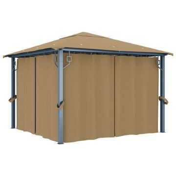 Gossi pavilion cu perdele, gri taupe, 300 x 300 cm, aluminiu