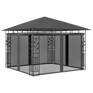 Gossi pavilion cu plasa anti-tantari, antracit, 3x3x2,73 m, 180 g/m2