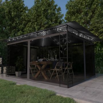 Gossi pavilion cu plasa anti-tantari&lumini led, antracit, 4x3x2,73 m