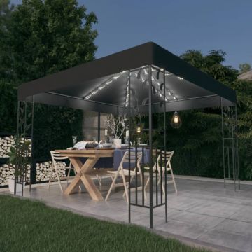Gossi pavilion cu sir de lumini led, antracit, 3x3 m