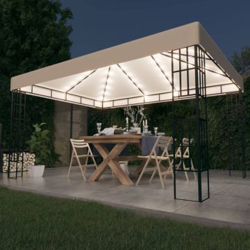 Gossi pavilion cu sir de lumini led, crem, 3x4 m