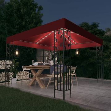 Gossi pavilion cu sir de lumini led, rosu vin, 3x3 m