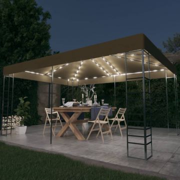 Gossi pavilion cu siruri de lumini led, gri taupe, 3x4m
