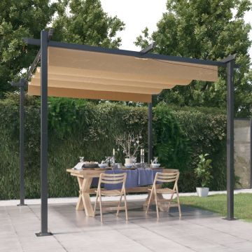 Gossi pavilion de gradina, acoperis retractabil, gri taupe, 3x3 m