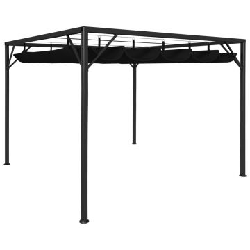 Gossi pavilion de gradina cu acoperis retractabil, antracit, 3 x 3 m