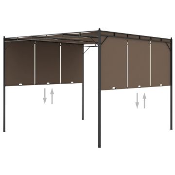 Gossi pavilion de gradina cu perdea laterala, gri taupe, 3x3x2,25 m