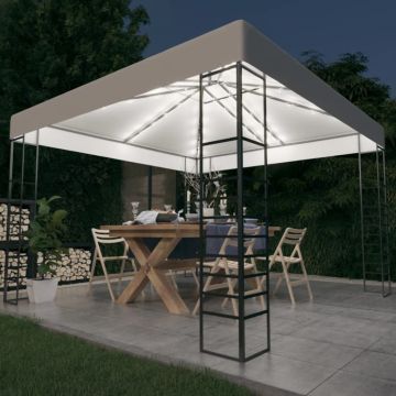 Gossi pavilion de gradina cu siruri de lumini led, alb, 3x3 m