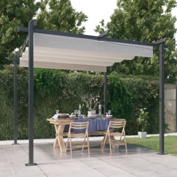 Gossi pavilion gradina, acoperis retractabil, crem, 3x3 m