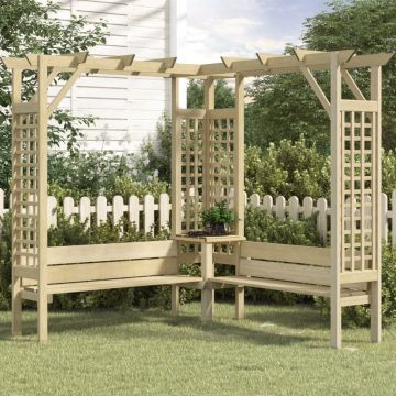 Gossi pergola coltar cu bancheta, lemn de pin tratat