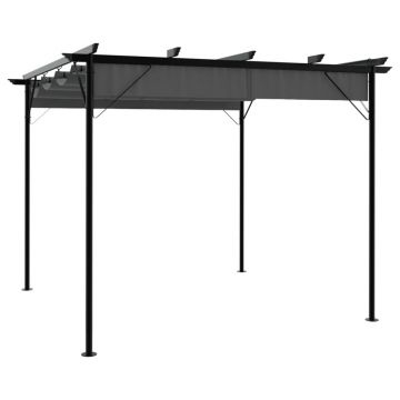 Gossi pergola cu acoperis retractabil, antracit, 3x3m, otel, 180 g/m2