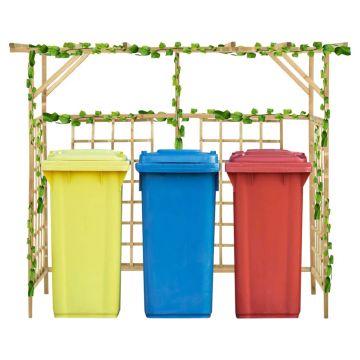 Gossi pergola de gradina pentru trei pubele, lemn de pin tratat