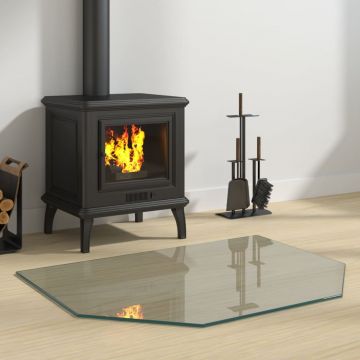 Gossi placa de sticla pentru semineu, hexagonala, 80x60 cm