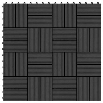 Gossi placi de pardoseala 11 buc, negru, 30 x 30 cm, wpc, 1 mp