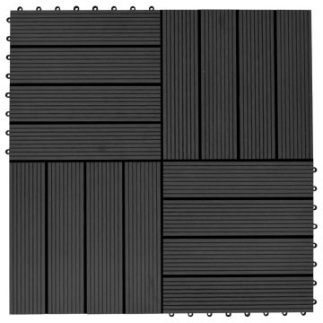 Gossi placi de pardoseala 11 buc, negru, 30 x 30 cm ,wpc, 1 mp