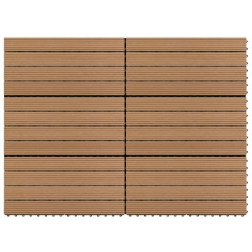 Gossi placi de pardoseala, 6 buc., maro, 60x30 cm, wpc, 1,08 m2