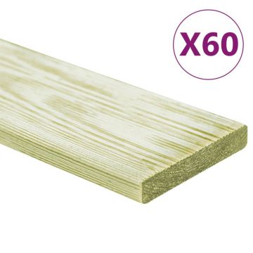 Gossi placi de pardoseala 60 buc. 7,2 m2 1 m, lemn masiv pin tratat