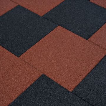 Gossi placi de protectie la cadere 6 buc. rosu 50x50x3 cm cauciuc