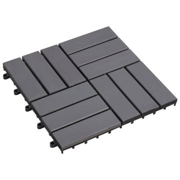Gossi placi pardoseala, 10 buc., gri, 30x30 cm, lemn masiv de acacia