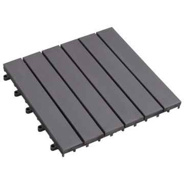 Gossi placi pardoseala, 10 buc., gri, 30x30 cm, lemn masiv de acacia