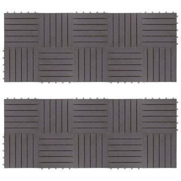 Gossi placi pardoseala, 20 buc., gri, 30x30 cm, lemn masiv de acacia