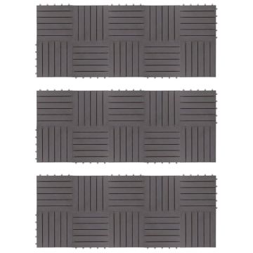 Gossi placi pardoseala, 30 buc., gri, 30x30 cm, lemn masiv de acacia