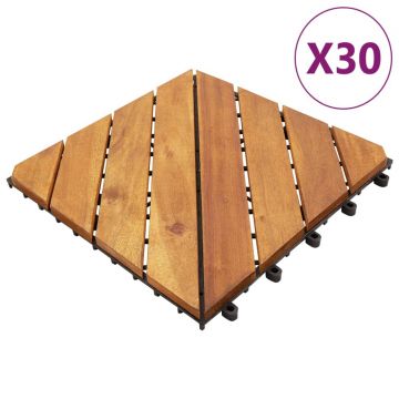 Gossi placi pardoseala, 30 buc., maro, 30x30 cm, lemn masiv de acacia