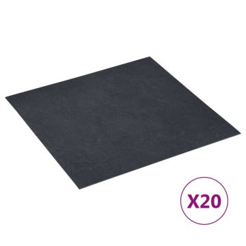 Gossi placi pardoseala autoadezive 20 buc. negru marmura pvc 1,86 m2