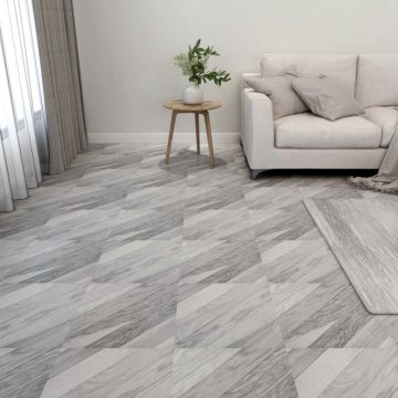 Gossi placi pardoseala autoadezive, 55 buc., gri dungi, pvc, 5,11 m2