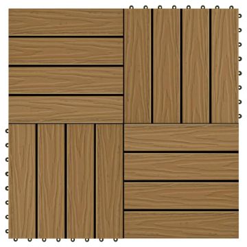 Gossi placi podea in relief, wpc, 11 buc., 30x30 cm 1 mp, culoare tec