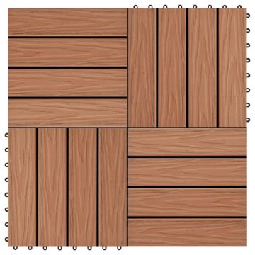 Gossi placi podea in relief wpc, 11 buc, 30x30 cm, 1 mp, maro deschis