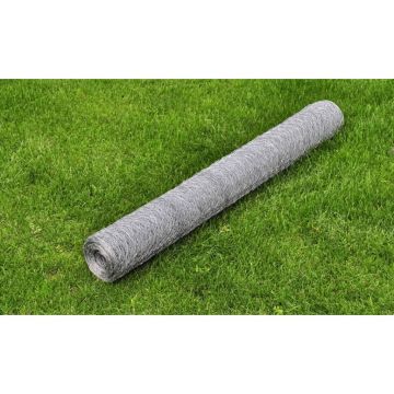 Gossi plasa de sarma gaini, argintiu, 25 x 0,5 m, otel galvanizat