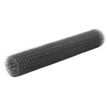 Gossi plasa de sarma gaini, gri, 10 x 1 m, otel cu invelis pvc