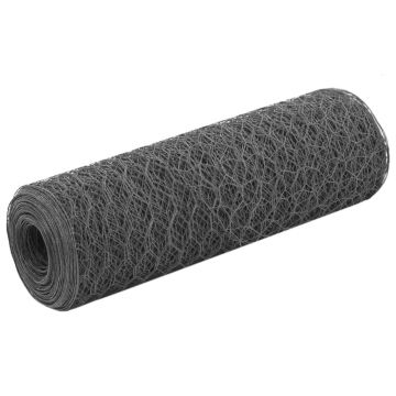 Gossi plasa de sarma gaini, gri, 25 x 0,5 m, otel cu invelis pvc