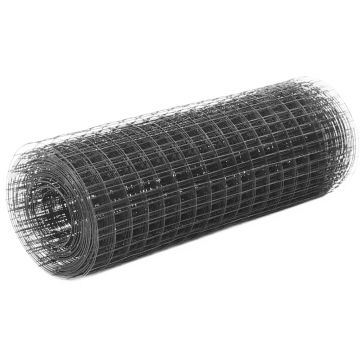 Gossi plasa de sarma gaini, gri, 25 x 0,5 m, otel cu invelis pvc