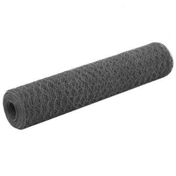 Gossi plasa de sarma gaini, gri, 25 x 0,75 m, otel cu invelis pvc