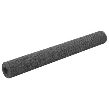 Gossi plasa de sarma gaini, gri, 25 x 1,2 m, otel cu invelis pvc