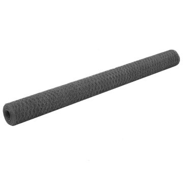 Gossi plasa de sarma gaini, gri, 25 x 1,5 m, otel cu invelis pvc