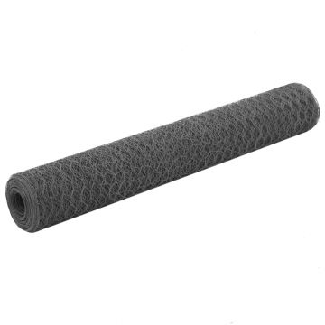 Gossi plasa de sarma gaini, gri, 25 x 1 m, otel cu invelis pvc
