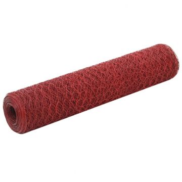 Gossi plasa de sarma gaini, rosu, 25 x 0,75 m, otel cu invelis pvc
