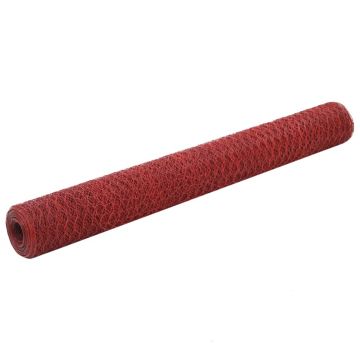 Gossi plasa de sarma gaini, rosu, 25 x 1,2 m, otel cu invelis pvc