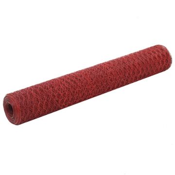 Gossi plasa de sarma gaini, rosu, 25 x 1 m, otel cu invelis pvc