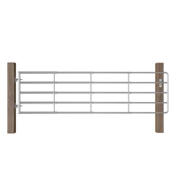 Gossi poarta de camp cu 5 bare, argintiu, (115-300) x 90 cm, otel