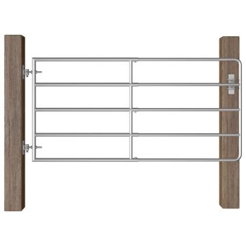 Gossi poarta de camp cu 5 bare, argintiu, (95-170) x 90 cm, otel